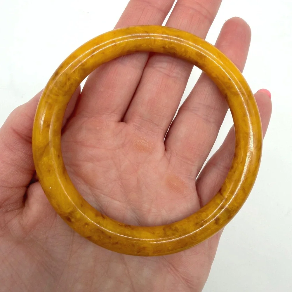 Vintage Butterscotch Marbleized Bakelite Bangle Bracelet Tested